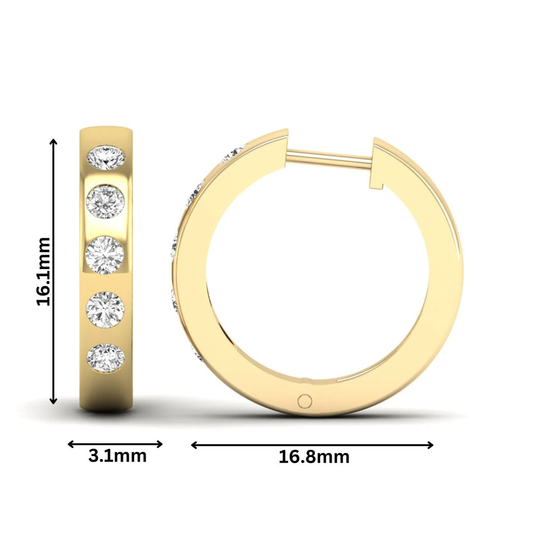 OctaPearl Flush Set Round Lab Grown Diamond Huggie Hoop Earrings
