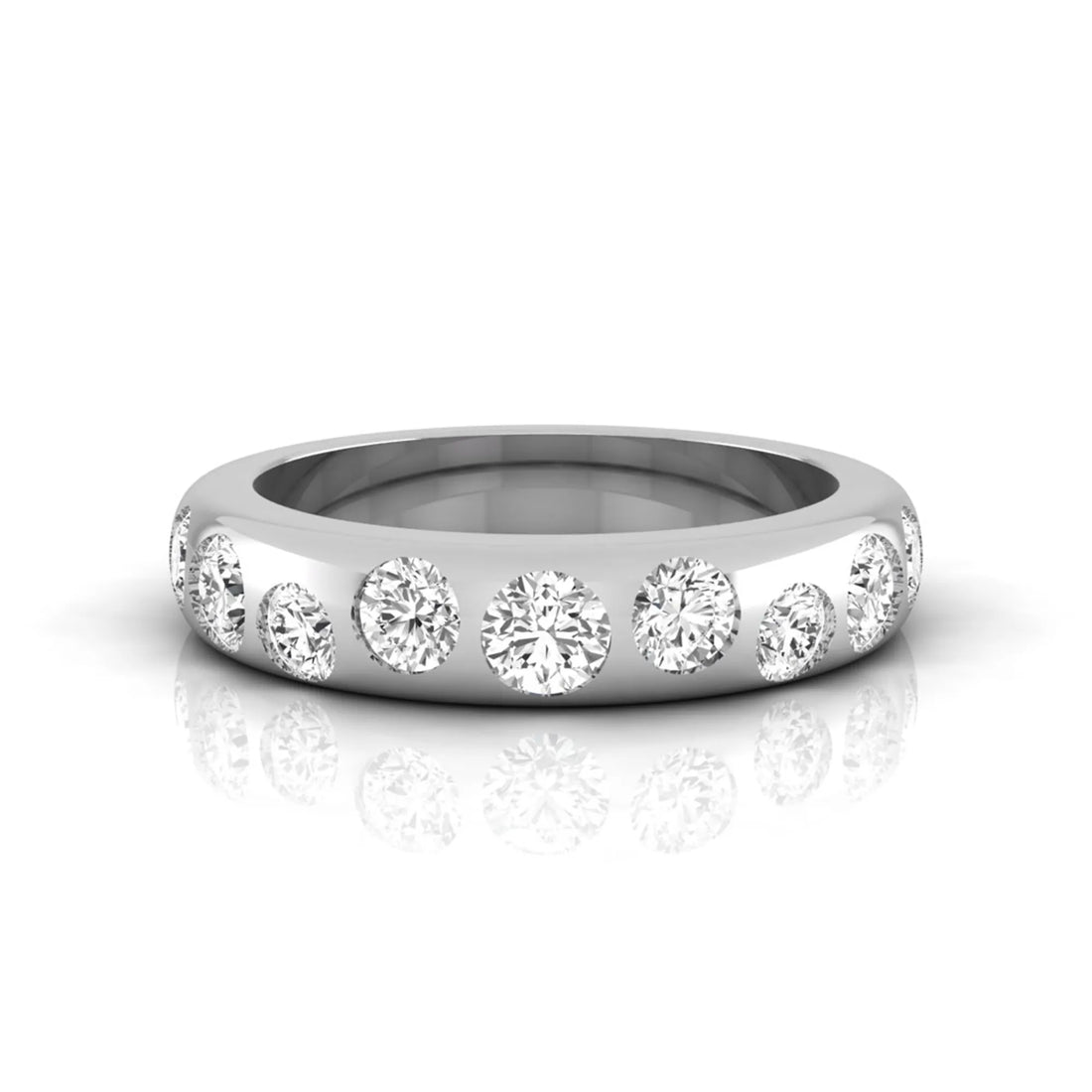 OctaPearl Flush Set Round Lab Grown Diamond Half Eternity Wedding Band