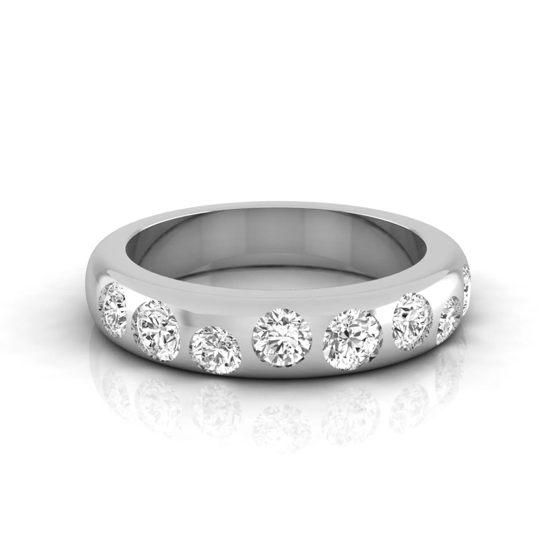 OctaPearl Flush Set Round Lab Grown Diamond Half Eternity Wedding Band