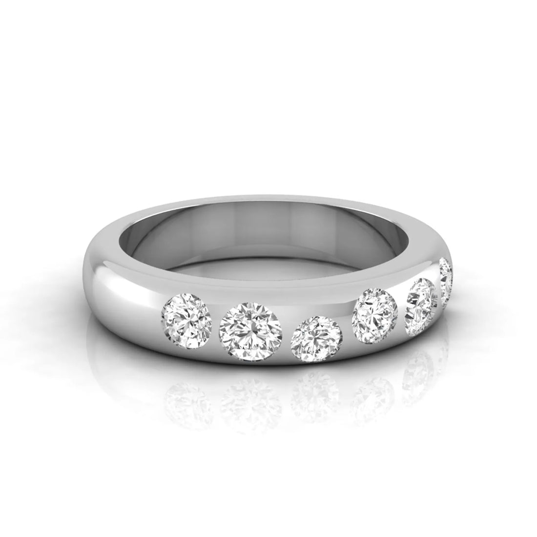 OctaPearl Flush Set Round Lab Grown Diamond Half Eternity Wedding Band