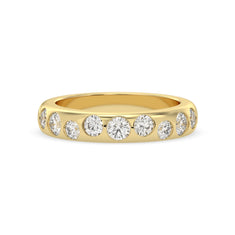 OctaPearl Flush Set Round Lab Grown Diamond Half Eternity Wedding Band