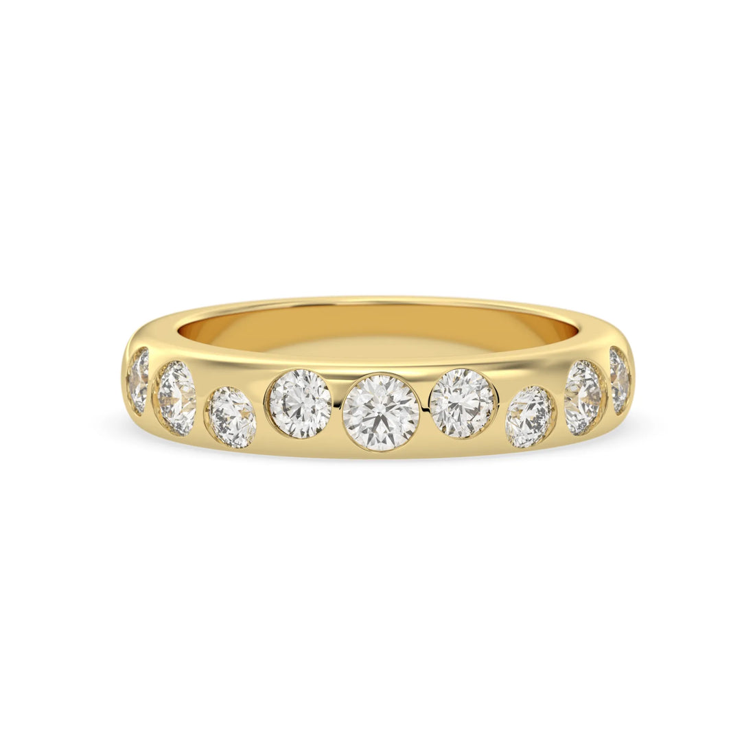 OctaPearl Flush Set Round Lab Grown Diamond Half Eternity Wedding Band