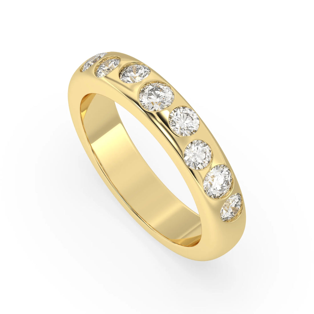 OctaPearl Flush Set Round Lab Grown Diamond Half Eternity Wedding Band