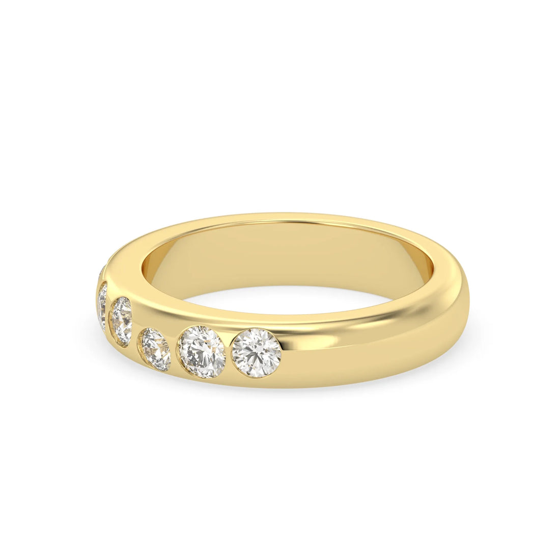 OctaPearl Flush Set Round Lab Grown Diamond Half Eternity Wedding Band