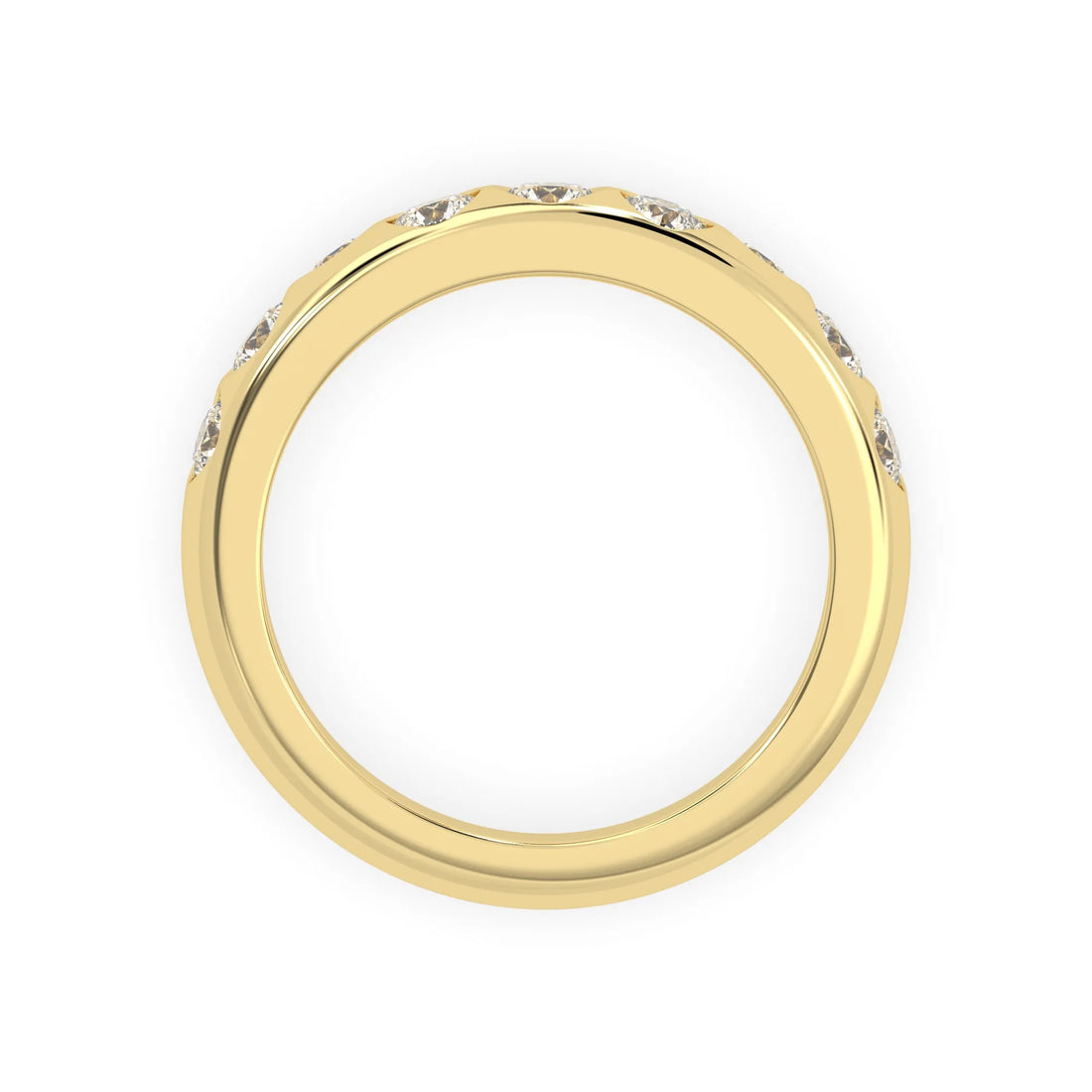 OctaPearl Flush Set Round Lab Grown Diamond Half Eternity Wedding Band