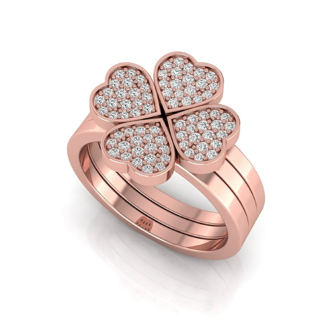 OctaPearl Four Heart Shape Pave Lab Grown Diamond Three Piece Bridal Ring Set