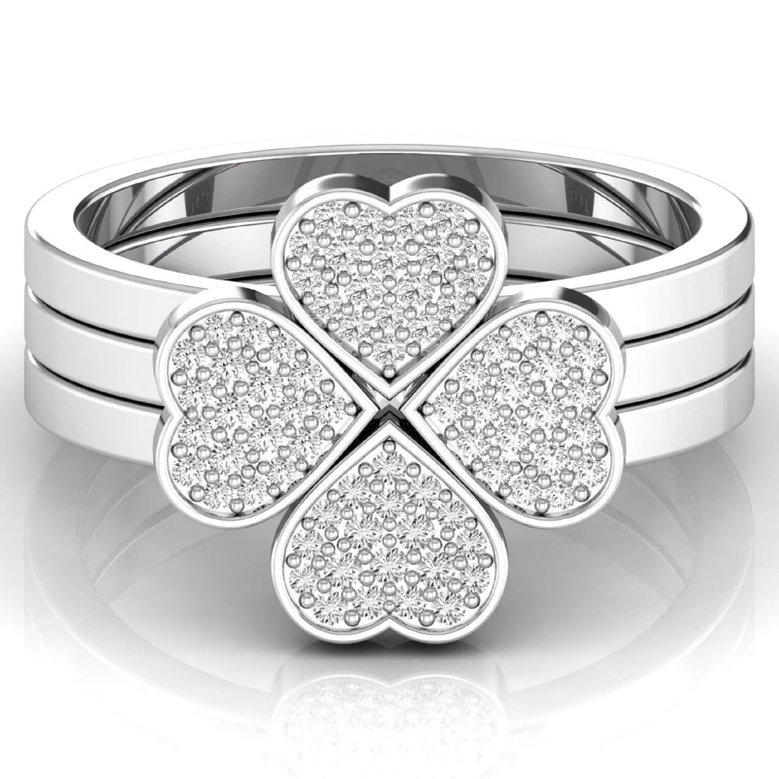 OctaPearl Four Heart Shape Pave Lab Grown Diamond Three Piece Bridal Ring Set