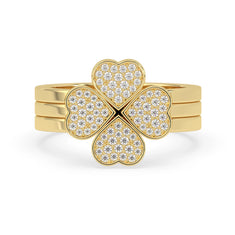 OctaPearl Four Heart Shape Pave Lab Grown Diamond Three Piece Bridal Ring Set