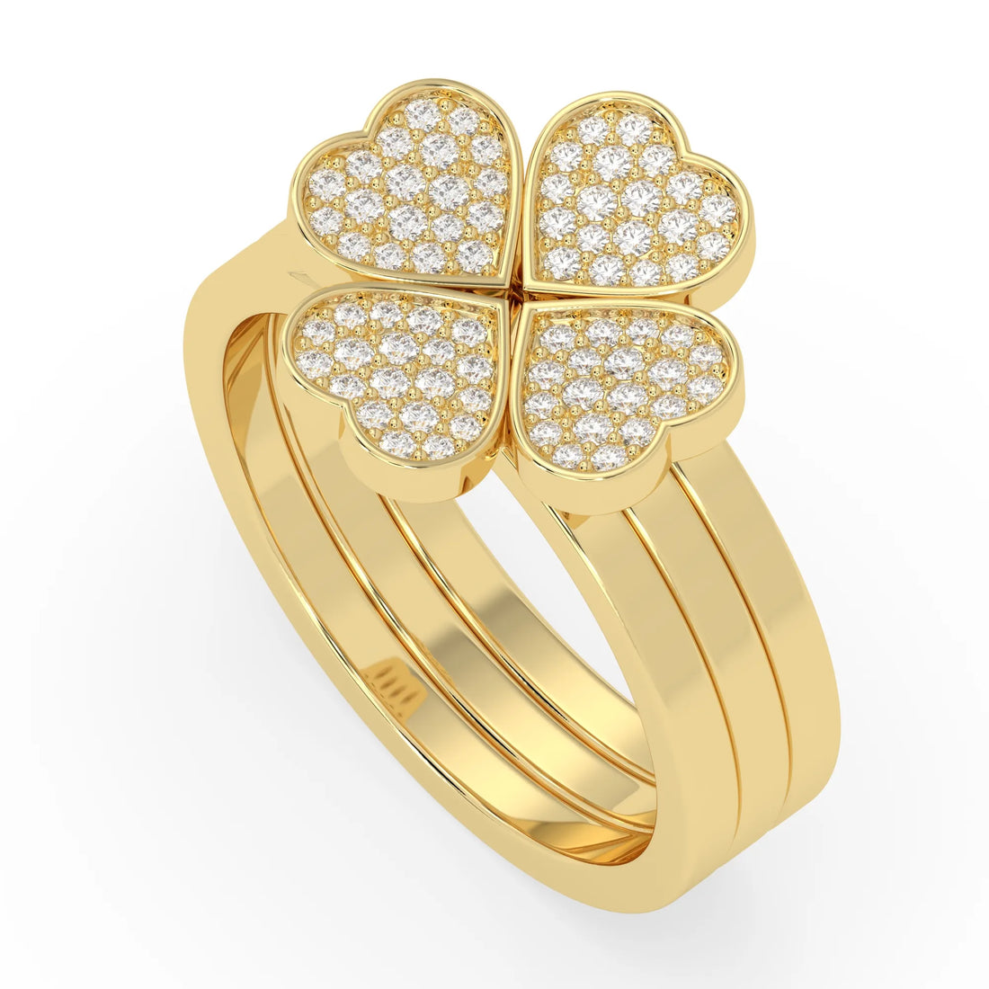 OctaPearl Four Heart Shape Pave Lab Grown Diamond Three Piece Bridal Ring Set