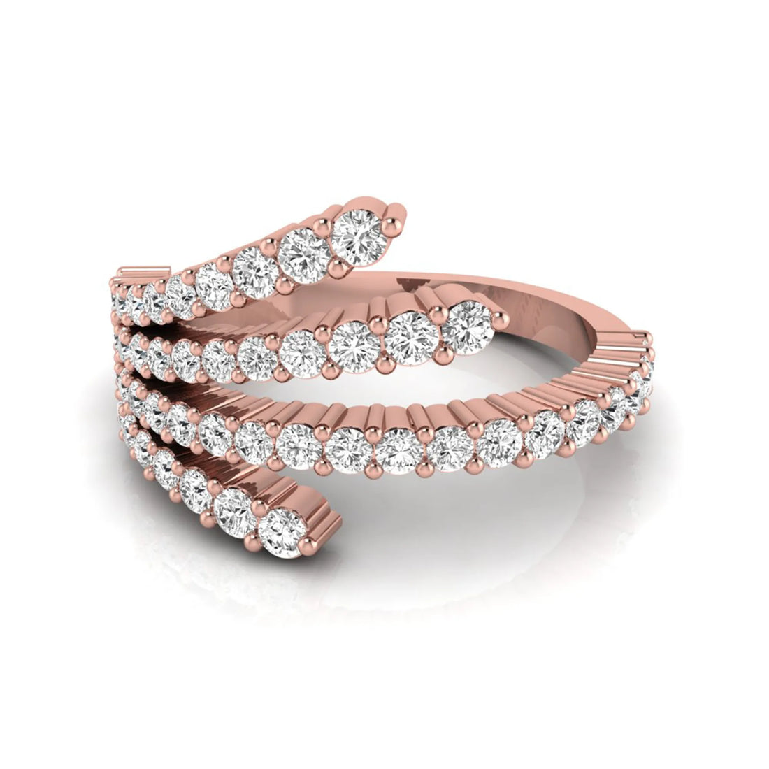 OctaPearl Multi Row Round Lab Grown Diamond Open Gap Pave Bypass Ring