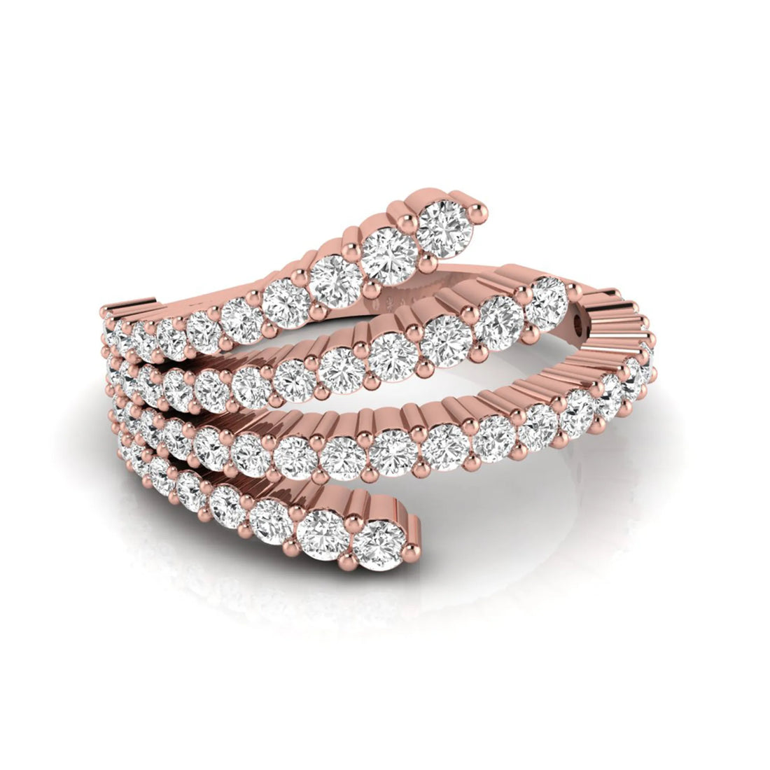 OctaPearl Multi Row Round Lab Grown Diamond Open Gap Pave Bypass Ring