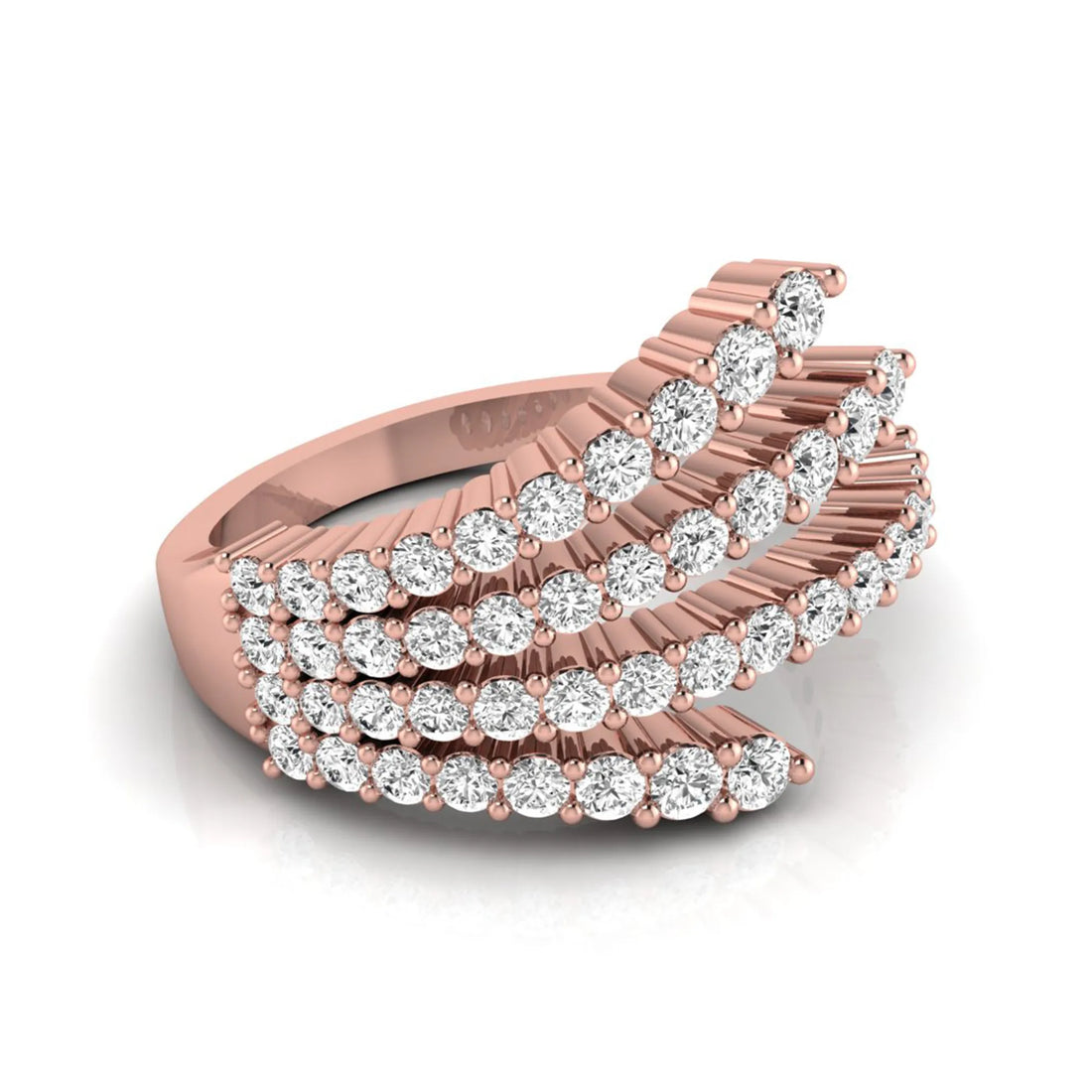 OctaPearl Multi Row Round Lab Grown Diamond Open Gap Pave Bypass Ring