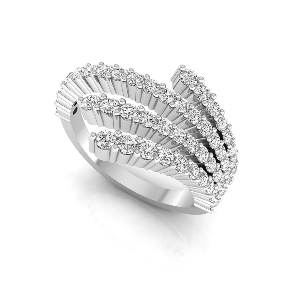 OctaPearl Multi Row Round Lab Grown Diamond Open Gap Pave Bypass Ring