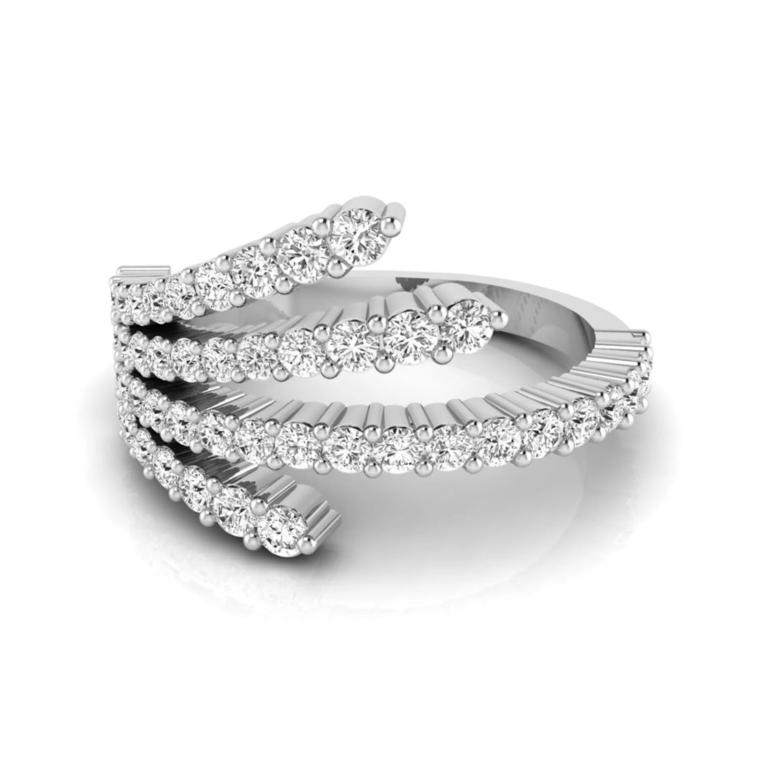 OctaPearl Multi Row Round Lab Grown Diamond Open Gap Pave Bypass Ring