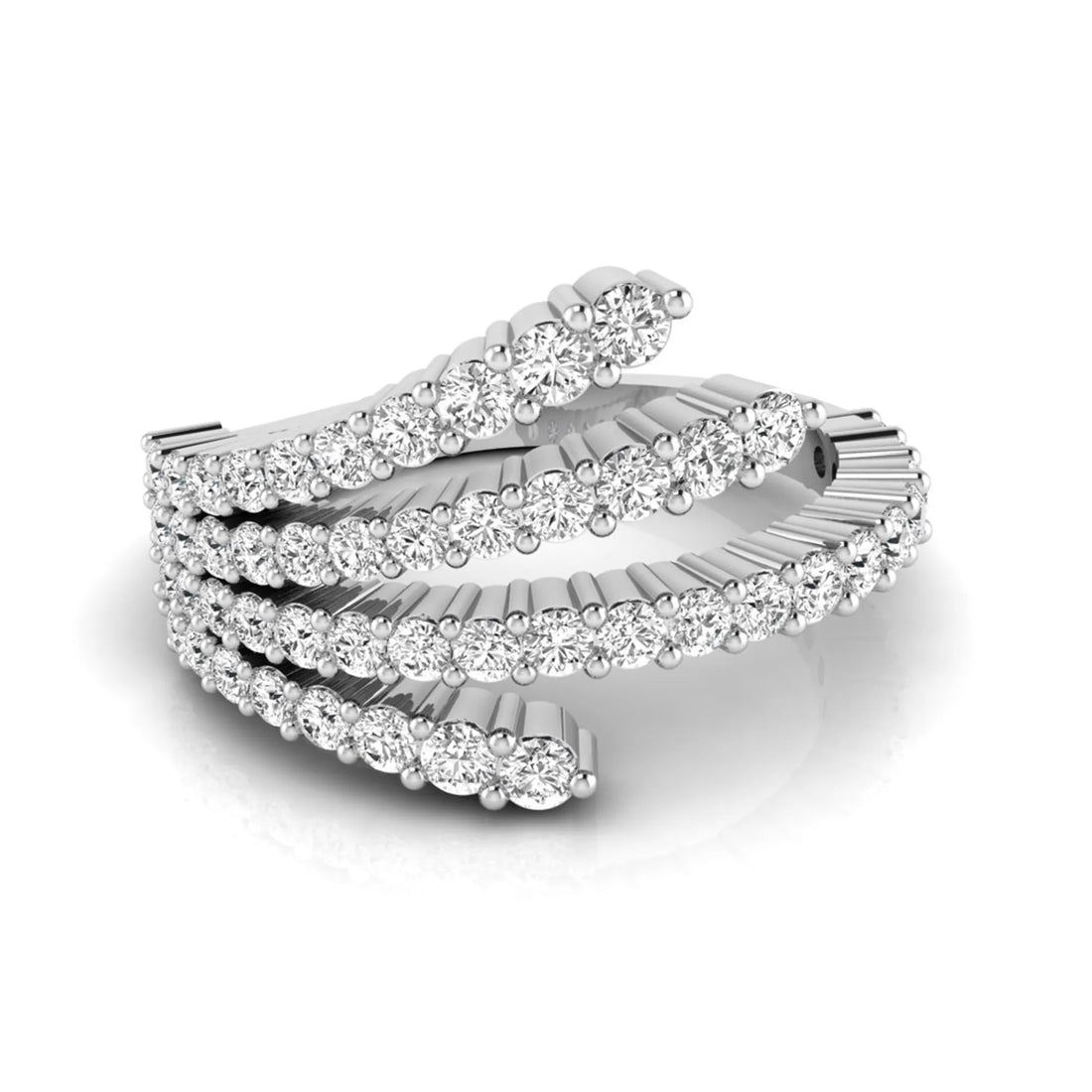 OctaPearl Multi Row Round Lab Grown Diamond Open Gap Pave Bypass Ring