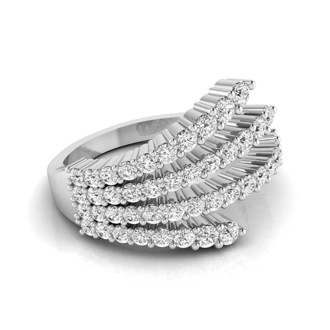 OctaPearl Multi Row Round Lab Grown Diamond Open Gap Pave Bypass Ring