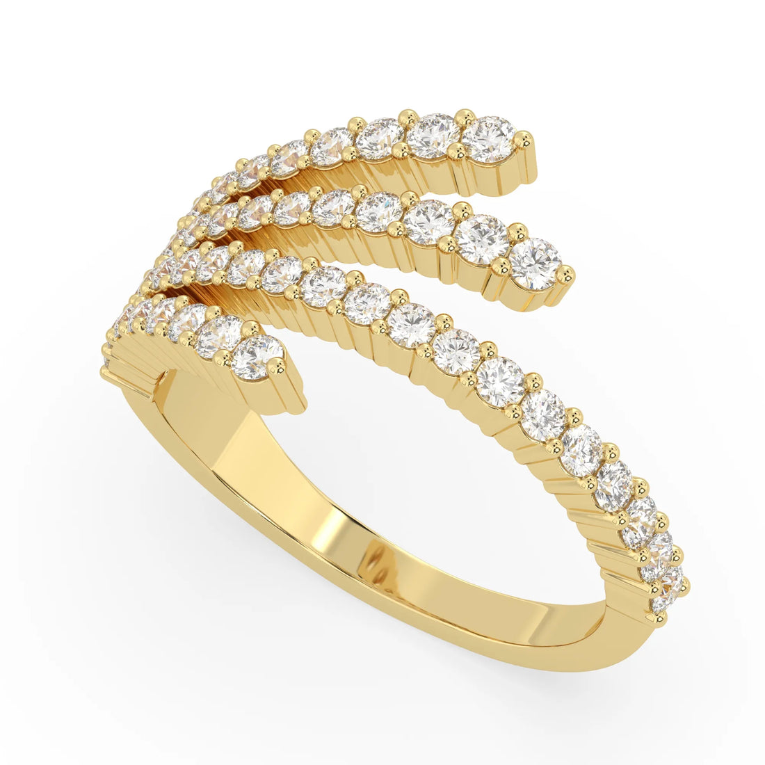 OctaPearl Multi Row Round Lab Grown Diamond Open Gap Pave Bypass Ring