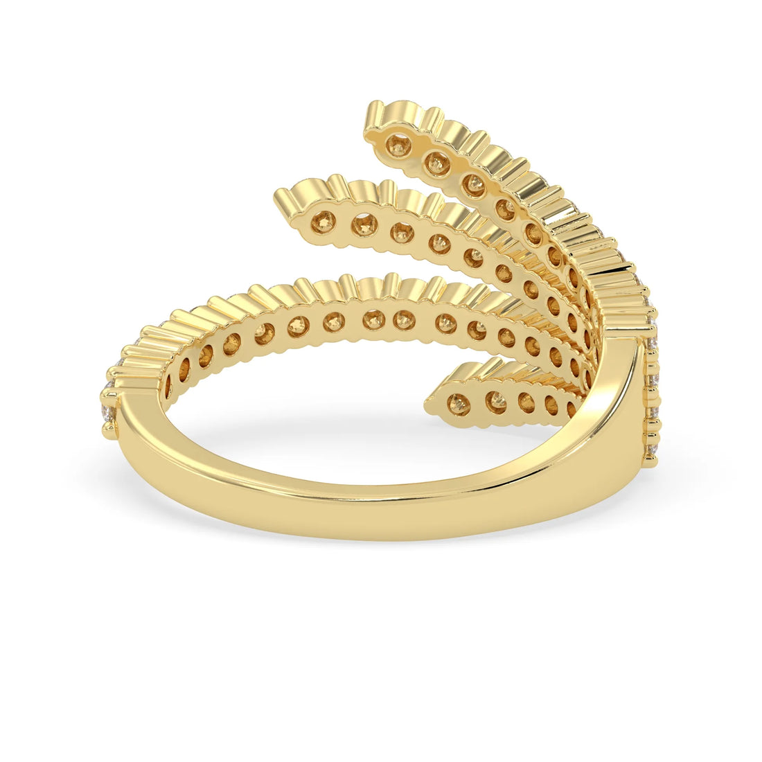 OctaPearl Multi Row Round Lab Grown Diamond Open Gap Pave Bypass Ring
