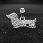 Custom Order, 1.50 Carat Rabbit Shape Lab Grown Diamond Pendant Basket & 2 carat Dog Shape Lab Grown Diamond Pendant Basket, 14K White Gold