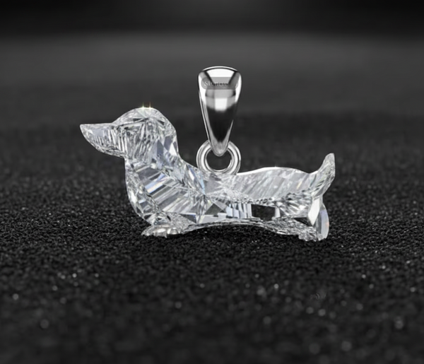Custom Order, 1.50 Carat Rabbit Shape Lab Grown Diamond Pendant Basket & 2 carat Dog Shape Lab Grown Diamond Pendant Basket, 14K White Gold