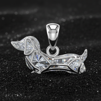 Custom Order, 1.50 Carat Rabbit Shape Lab Grown Diamond Pendant Basket & 2 carat Dog Shape Lab Grown Diamond Pendant Basket, 14K White Gold