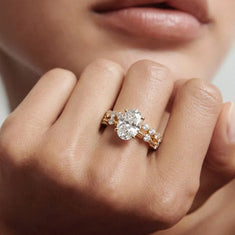 OctaPearl 2.00 ct Oval Lab Grown Diamond Pave Wedding Bridal Ring Set - alternate view