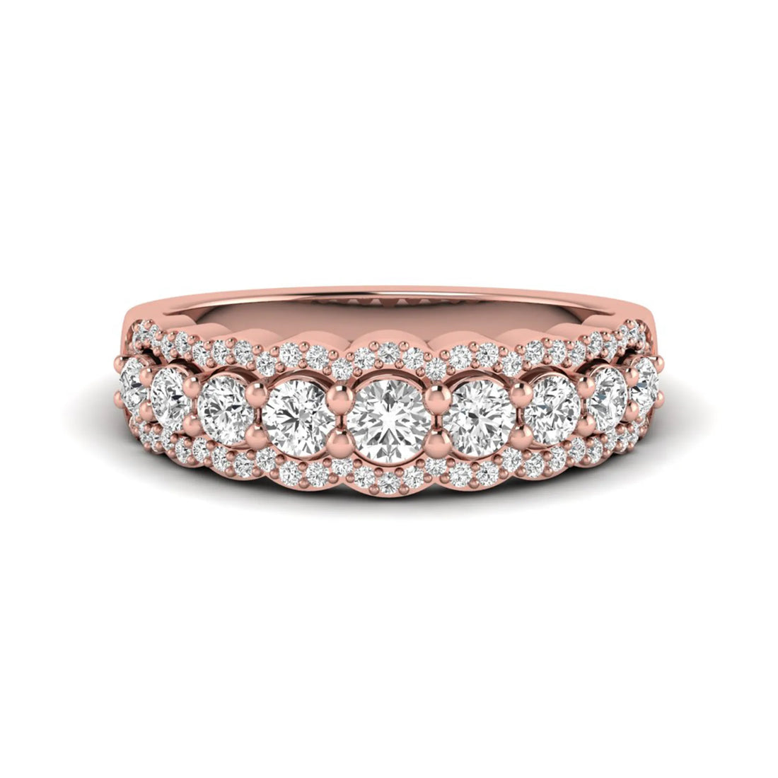 OctaPearl Round Cut Multi Halo Lab Grown Diamond Pave Engagement Ring