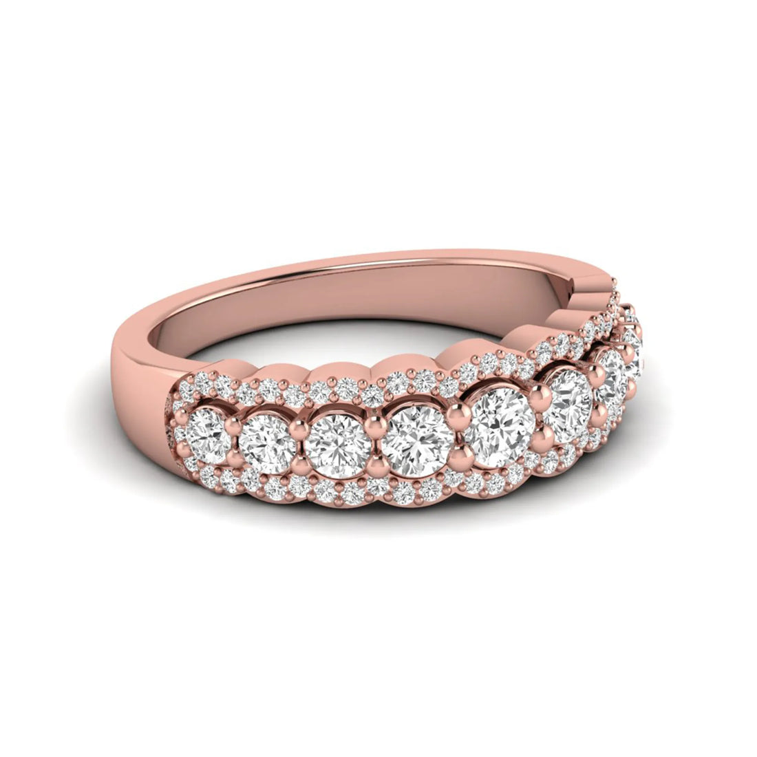 OctaPearl Round Cut Multi Halo Lab Grown Diamond Pave Engagement Ring