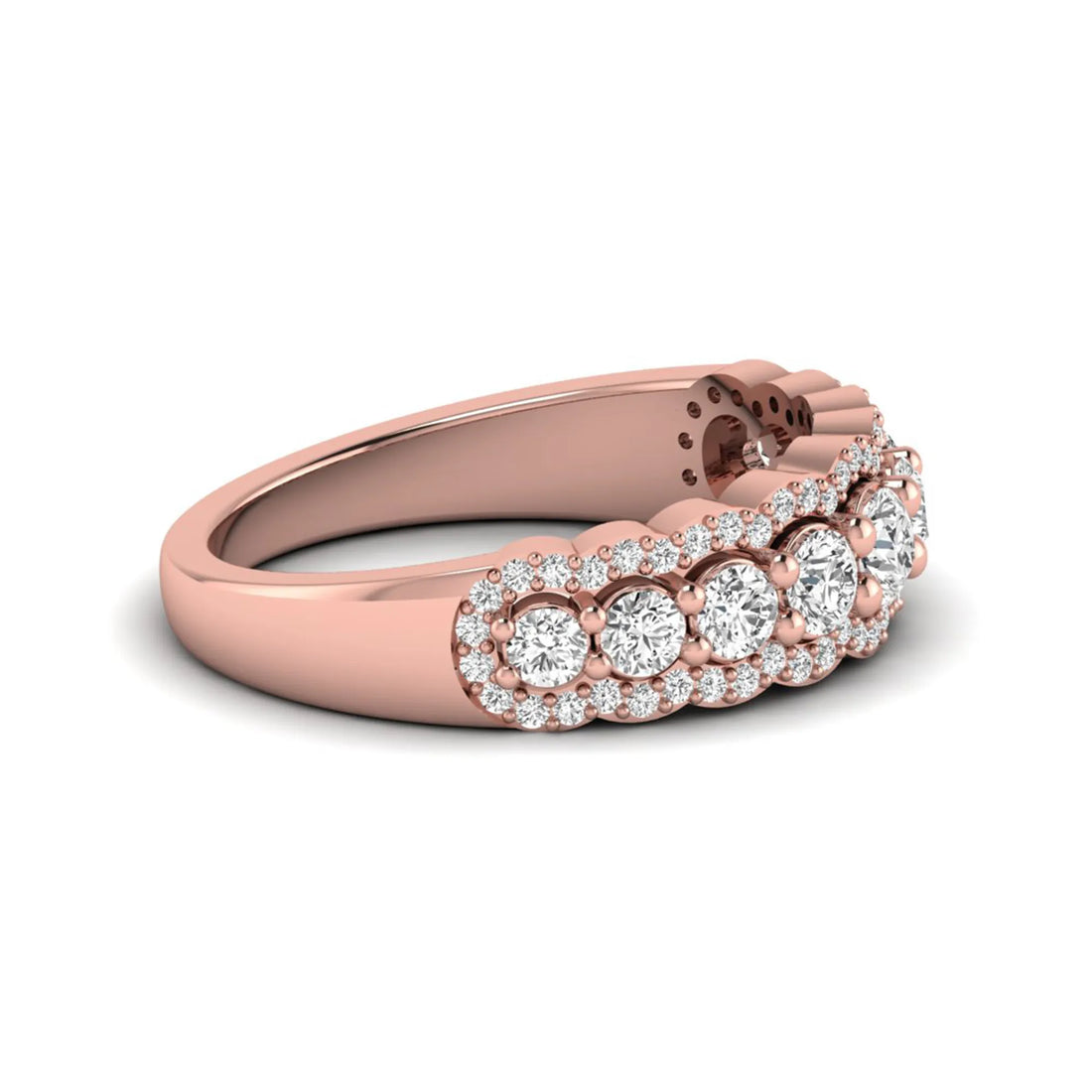OctaPearl Round Cut Multi Halo Lab Grown Diamond Pave Engagement Ring