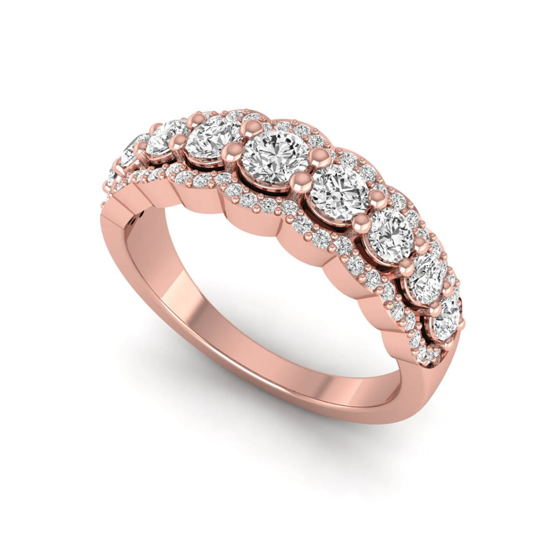 OctaPearl Round Cut Multi Halo Lab Grown Diamond Pave Engagement Ring