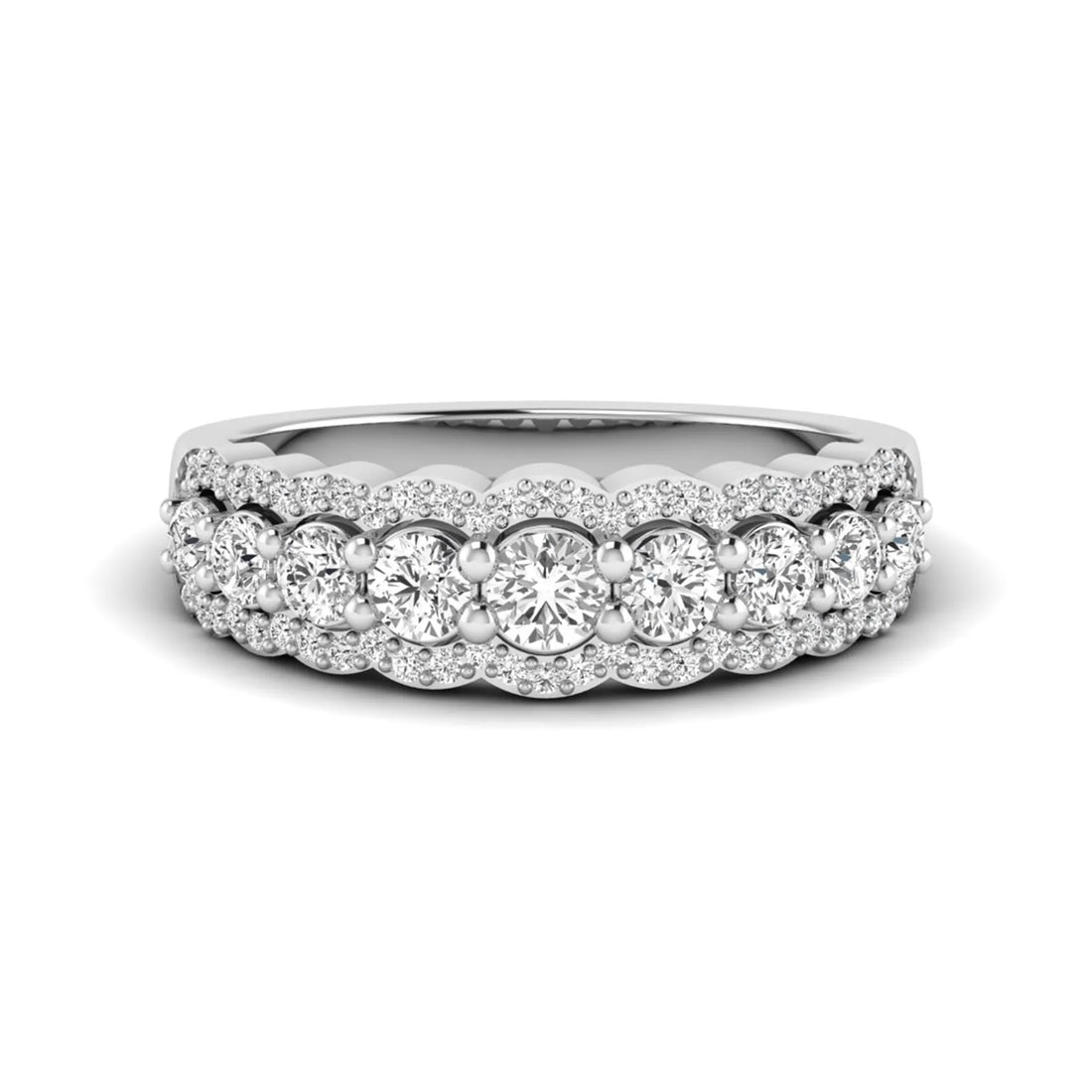 OctaPearl Round Cut Multi Halo Lab Grown Diamond Pave Engagement Ring