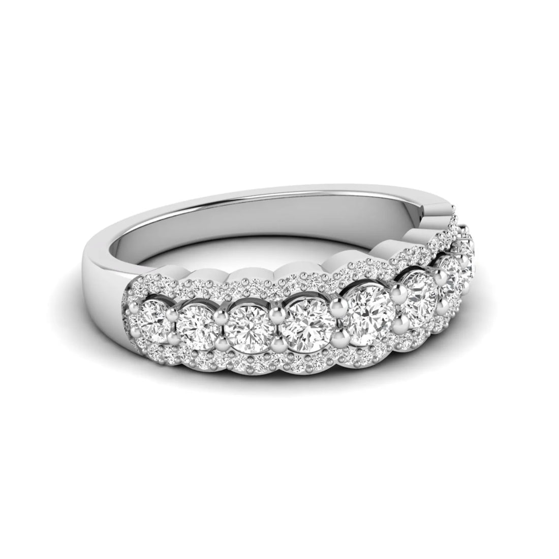 OctaPearl Round Cut Multi Halo Lab Grown Diamond Pave Engagement Ring