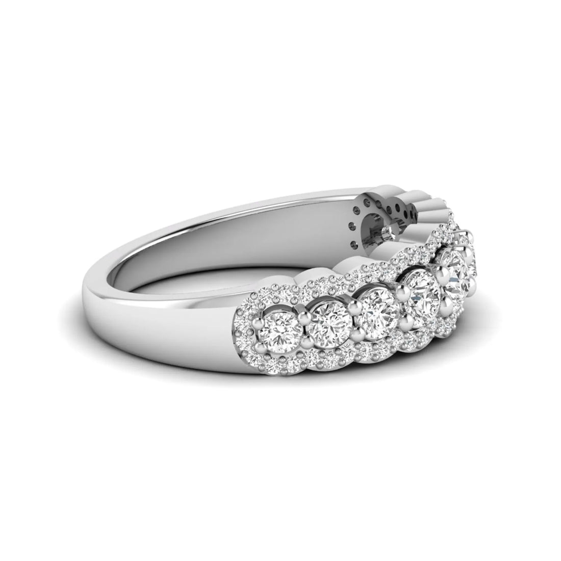 OctaPearl Round Cut Multi Halo Lab Grown Diamond Pave Engagement Ring