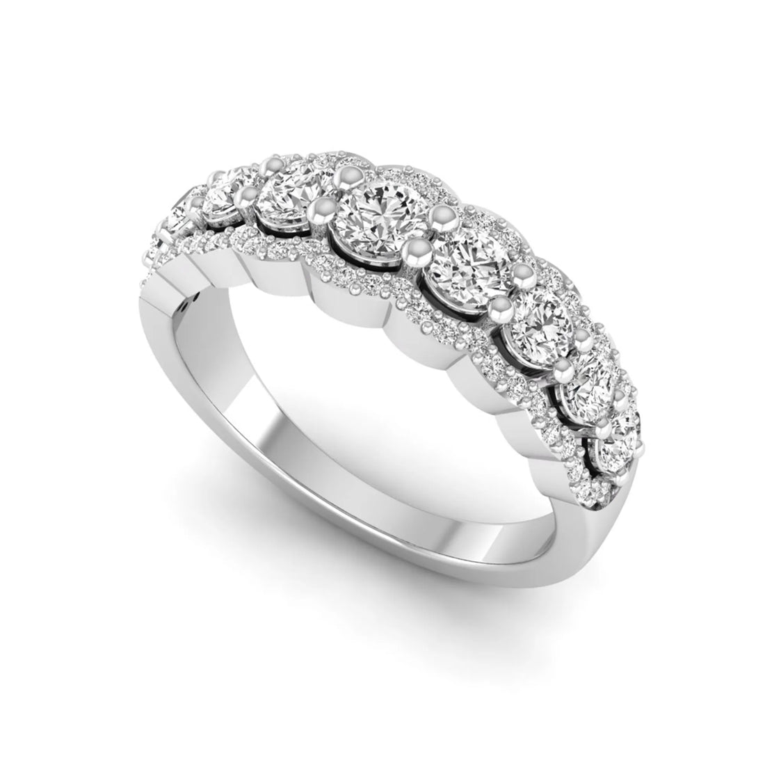 OctaPearl Round Cut Multi Halo Lab Grown Diamond Pave Engagement Ring