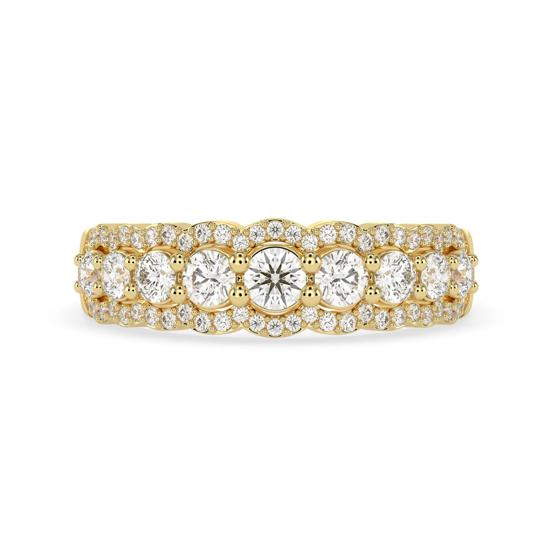 OctaPearl Round Cut Multi Halo Lab Grown Diamond Pave Engagement Ring
