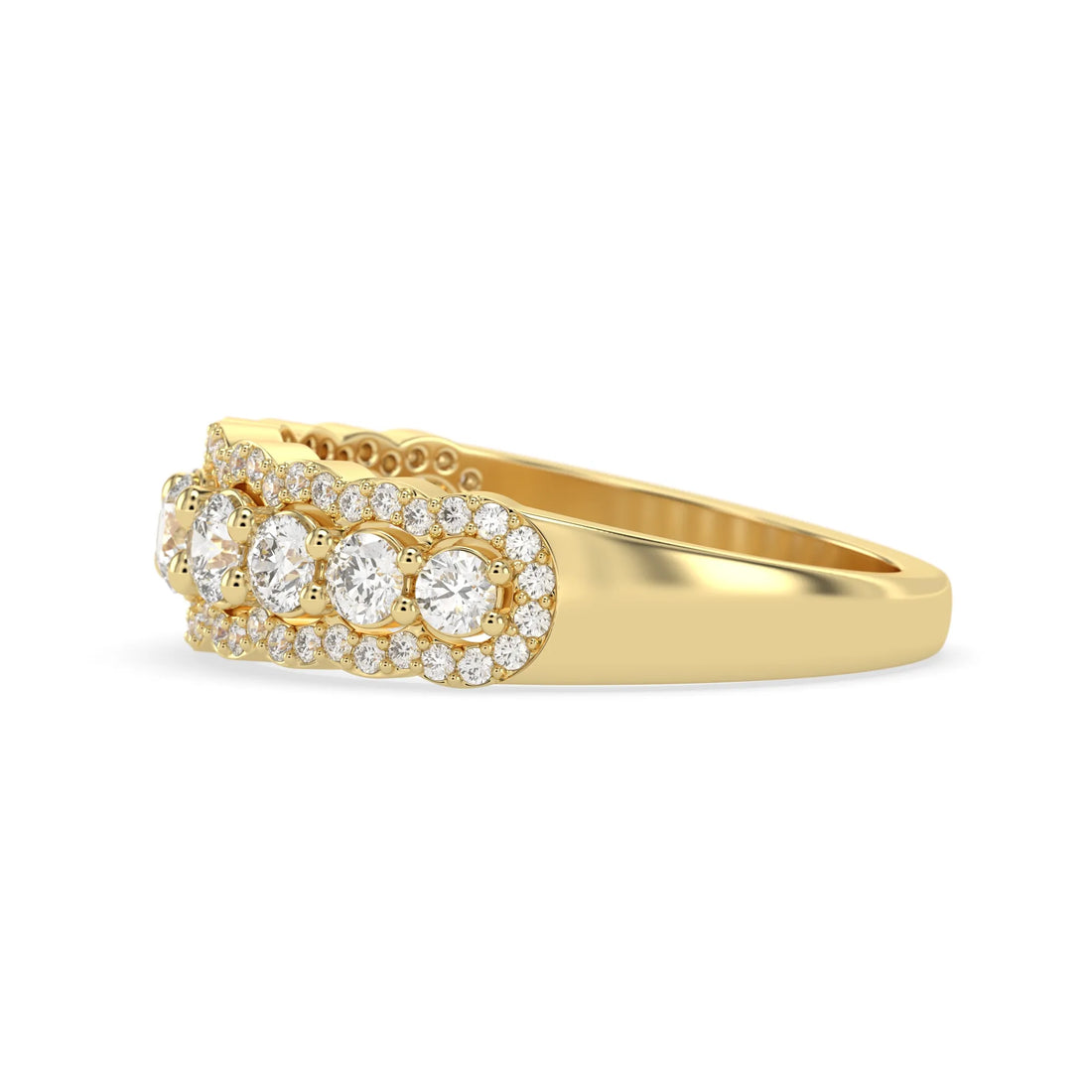 OctaPearl Round Cut Multi Halo Lab Grown Diamond Pave Engagement Ring