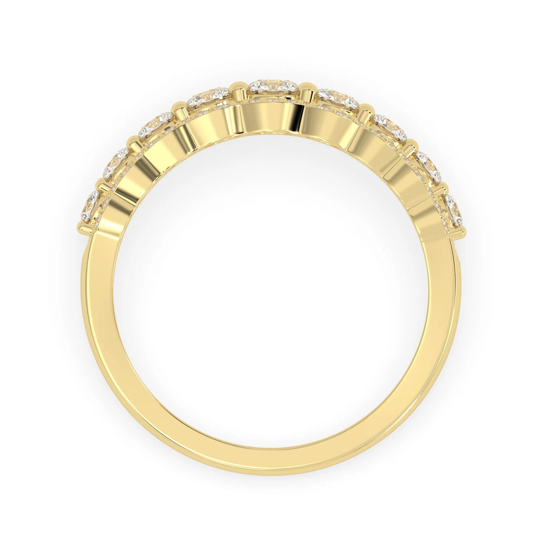 OctaPearl Round Cut Multi Halo Lab Grown Diamond Pave Engagement Ring