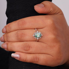 Green Pear Cut Moissanite Vintage Engagement Ring - alternate view