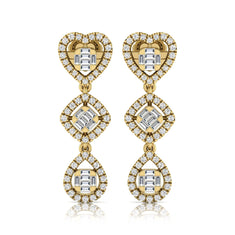 OctaPearl Heart, Cushion & Teardrop Baguette Lab Grown Diamond Drop Earrings - alternate view