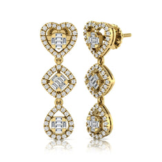 OctaPearl Heart, Cushion & Teardrop Baguette Lab Grown Diamond Drop Earrings