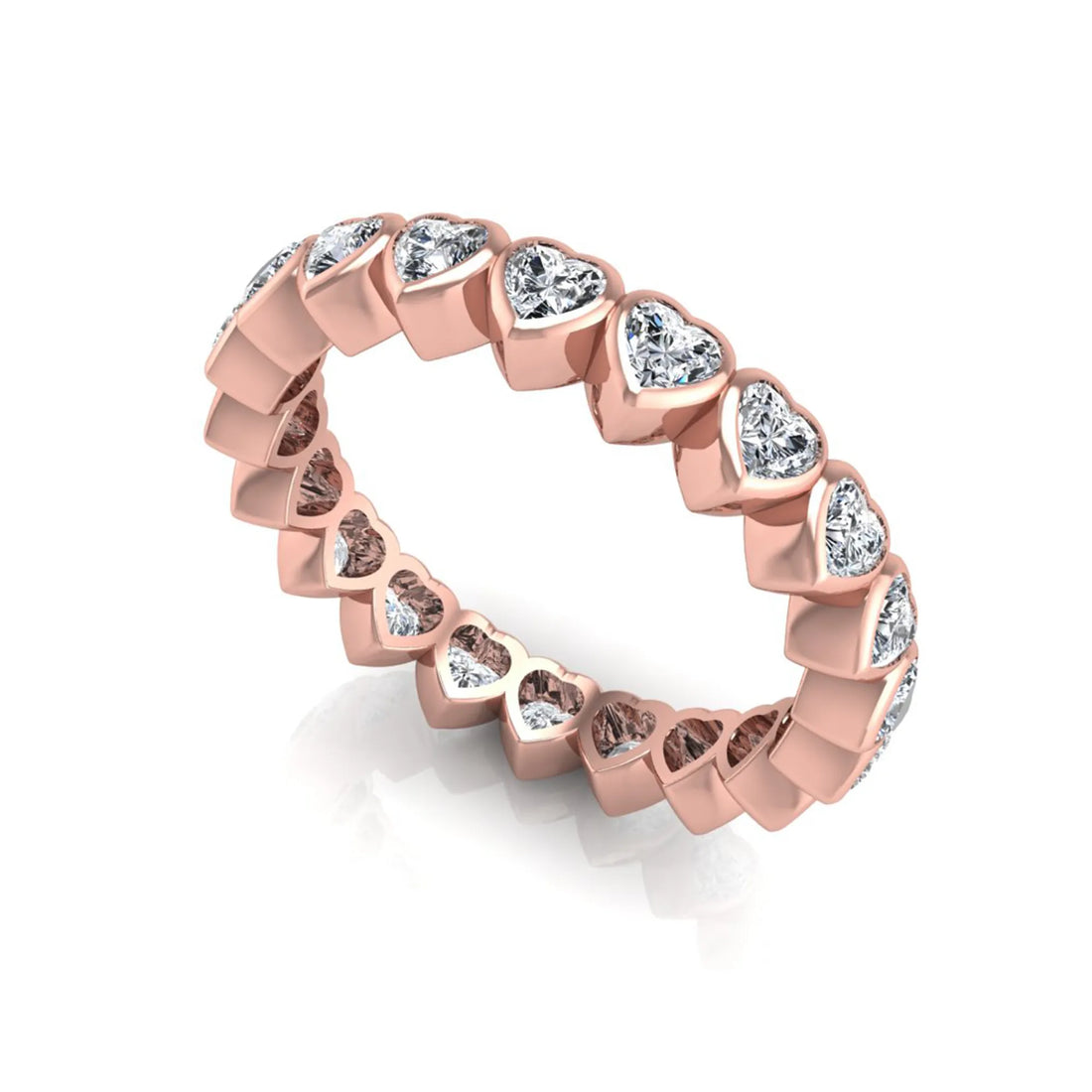 OctaPearl Bezel Set Heart Cut Lab Grown Diamond Minimalist Full Eternity Wedding Band