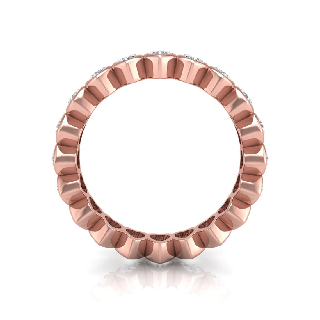 OctaPearl Bezel Set Heart Cut Lab Grown Diamond Minimalist Full Eternity Wedding Band