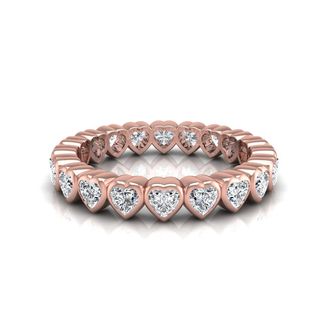 OctaPearl Bezel Set Heart Cut Lab Grown Diamond Minimalist Full Eternity Wedding Band