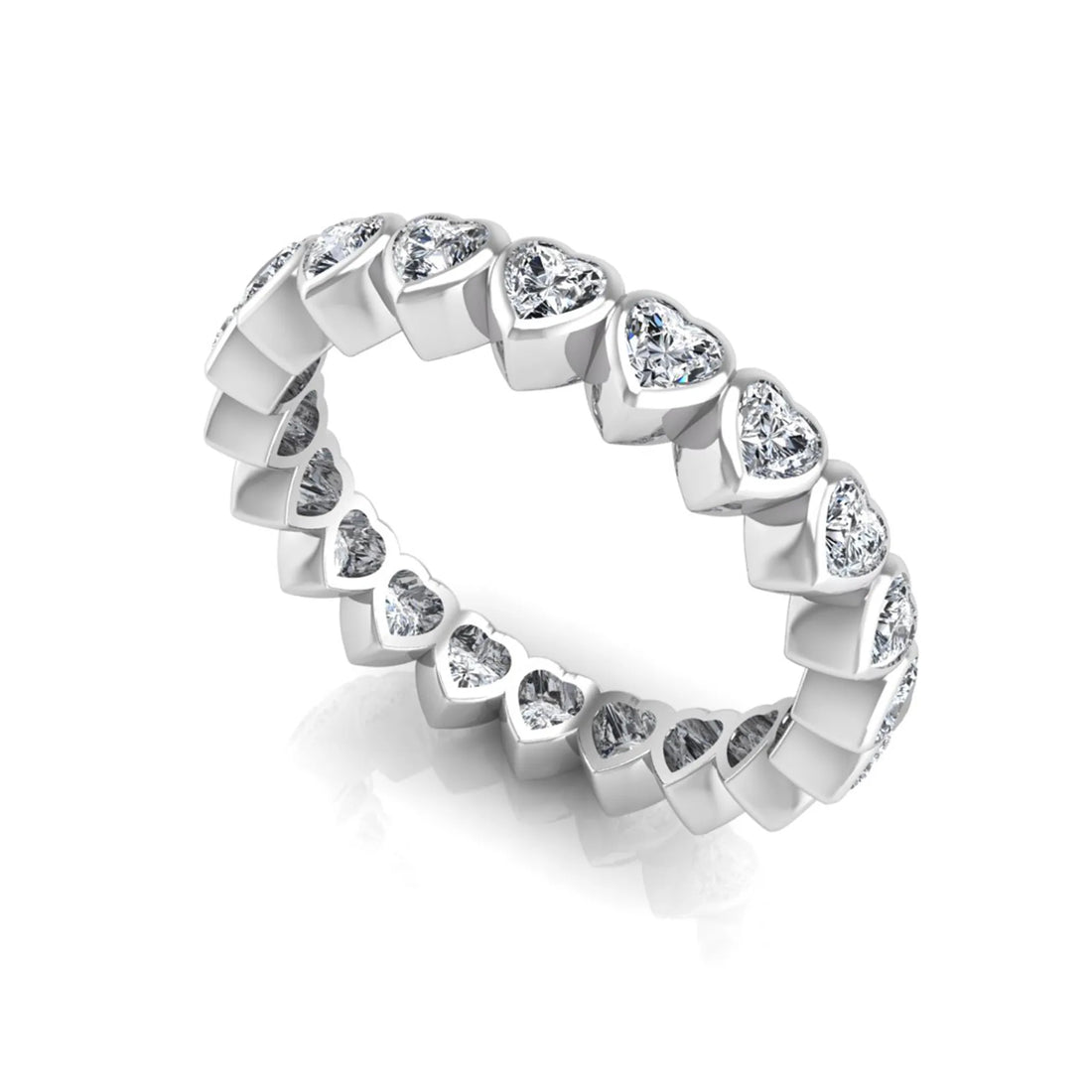 OctaPearl Bezel Set Heart Cut Lab Grown Diamond Minimalist Full Eternity Wedding Band