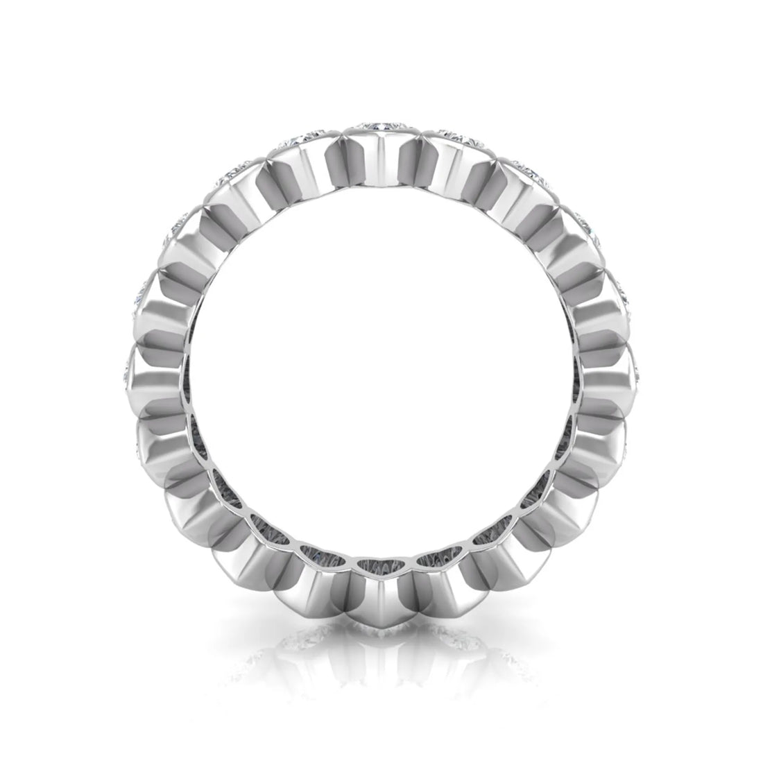 OctaPearl Bezel Set Heart Cut Lab Grown Diamond Minimalist Full Eternity Wedding Band