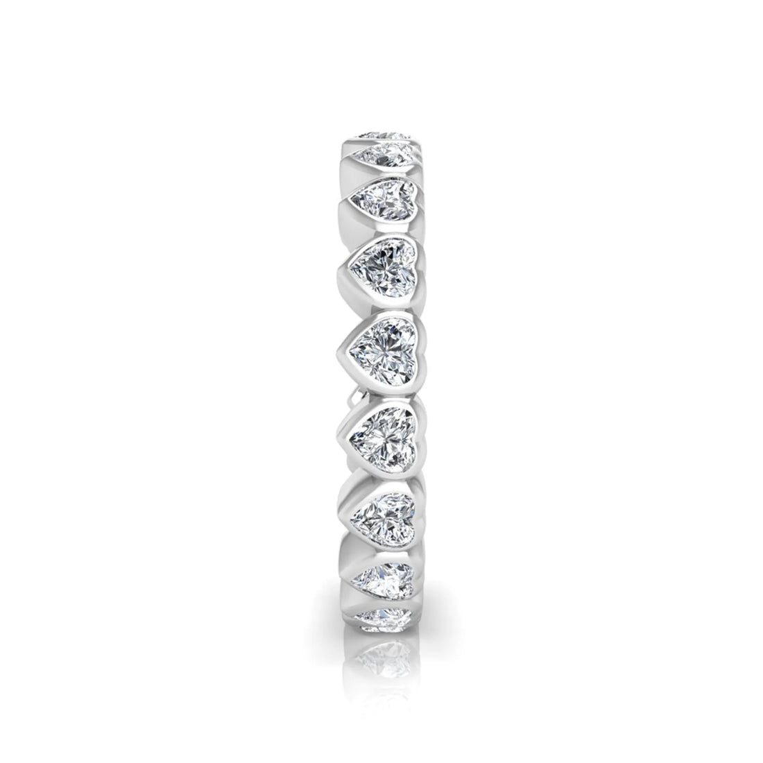 OctaPearl Bezel Set Heart Cut Lab Grown Diamond Minimalist Full Eternity Wedding Band