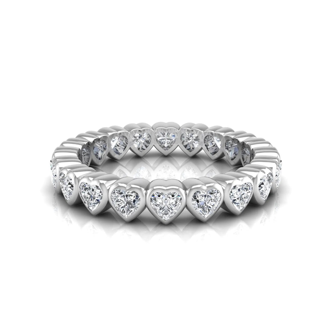 OctaPearl Bezel Set Heart Cut Lab Grown Diamond Minimalist Full Eternity Wedding Band