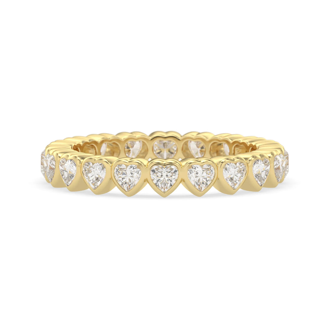 OctaPearl Bezel Set Heart Cut Lab Grown Diamond Minimalist Full Eternity Wedding Band