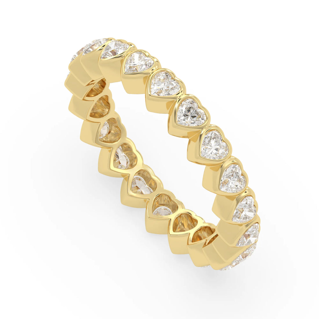 OctaPearl Bezel Set Heart Cut Lab Grown Diamond Minimalist Full Eternity Wedding Band