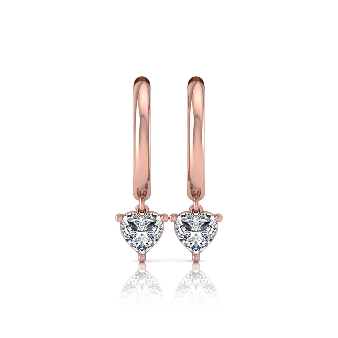 OctaPearl Heart Drop Lab Grown Diamond Huggie Hoop Earrings